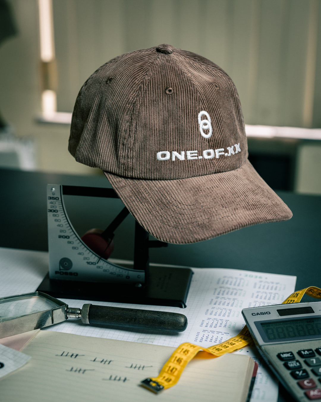 Chestnut Brown Corduroy Cap (One of 12) – Front Embroidery