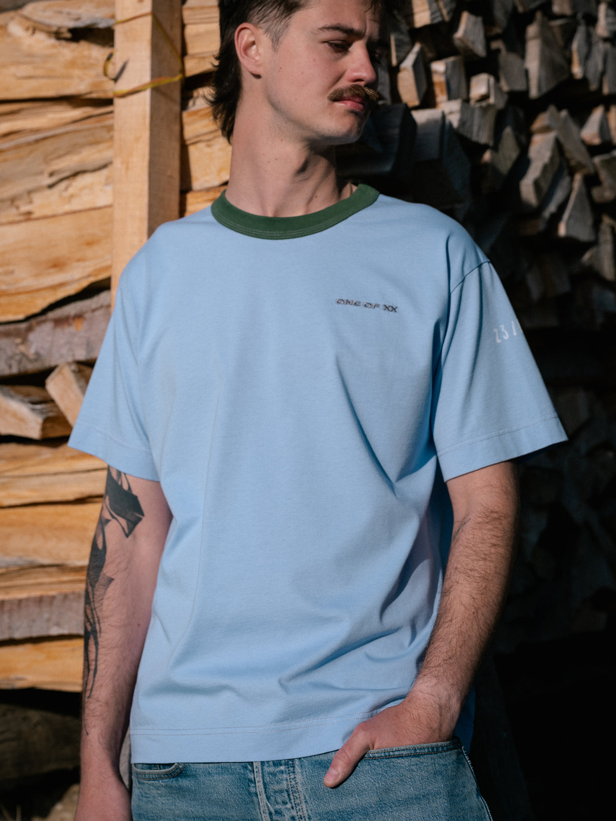 Light Blue Contrast T-shirt - One of 68