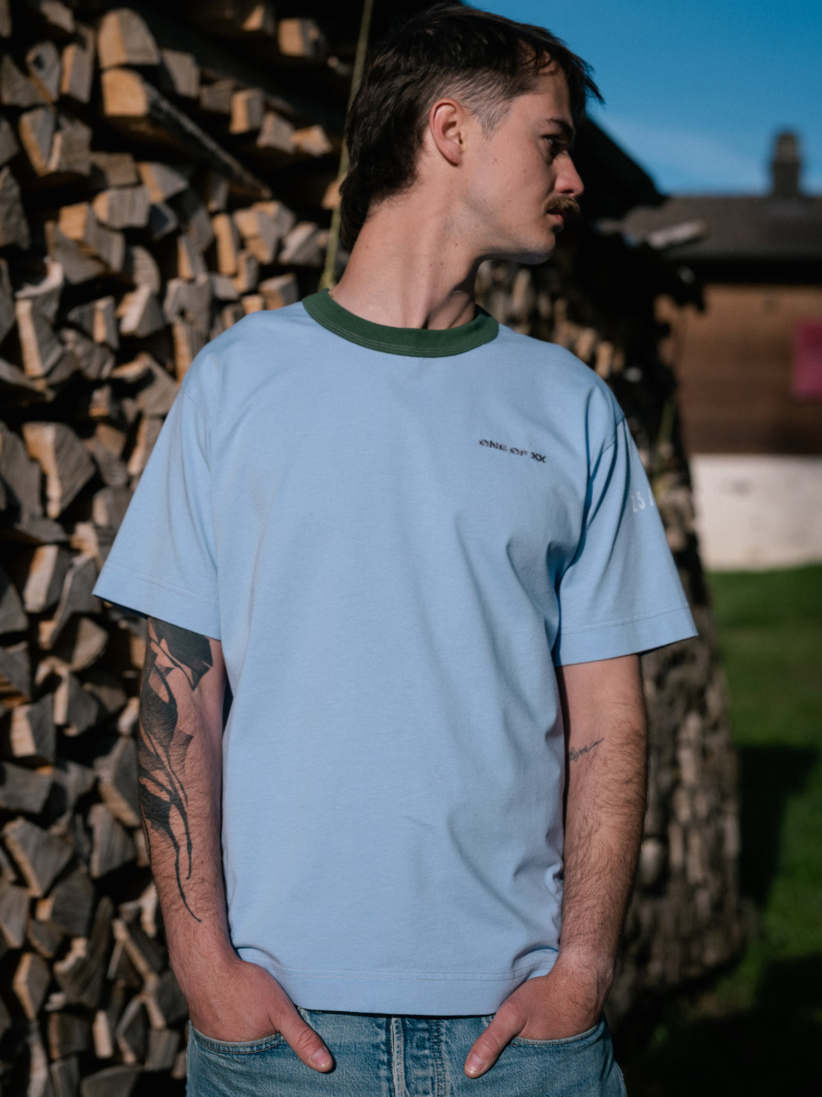 Light Blue Contrast T-shirt - One of 68