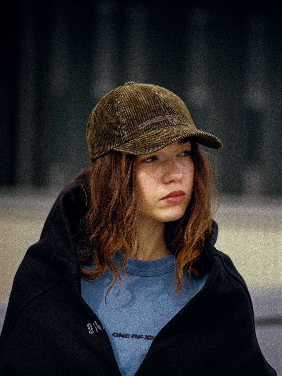 Khaki Blue Corduroy Cap - One of 29