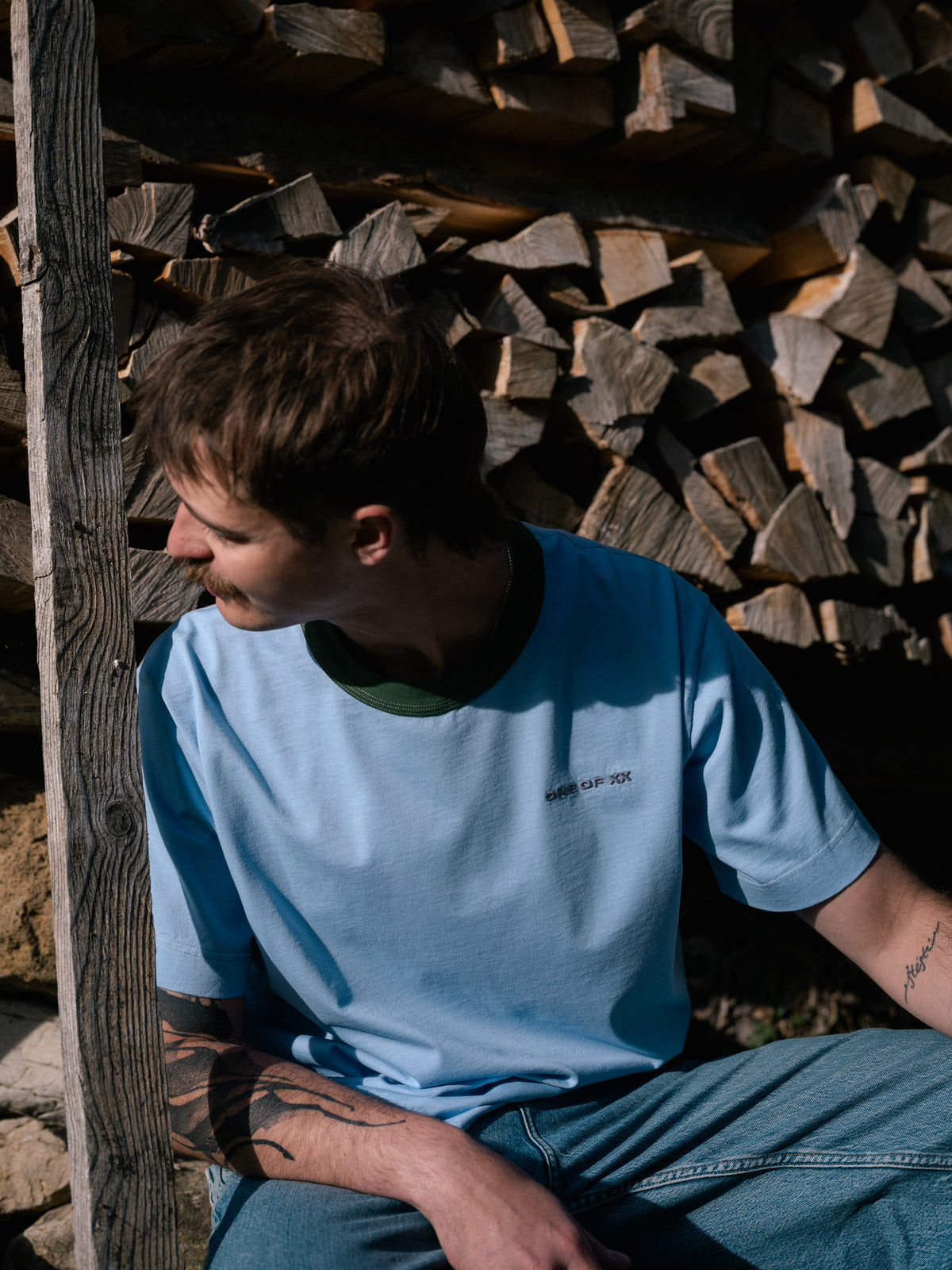 Light Blue Contrast T-shirt - One of 68